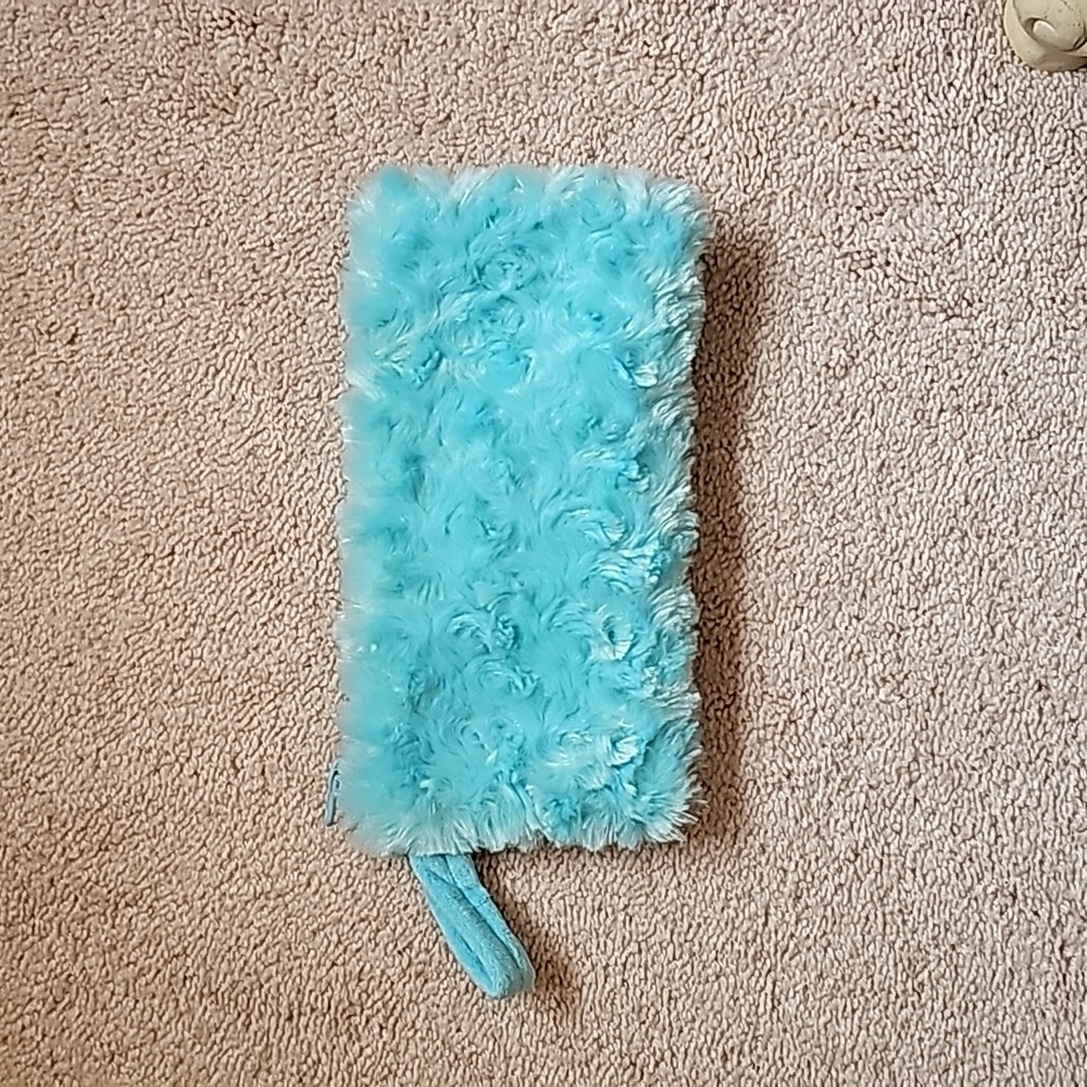 Plush zippered cosmetics bag